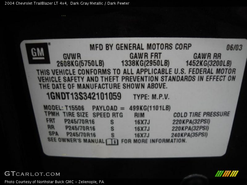 Dark Gray Metallic / Dark Pewter 2004 Chevrolet TrailBlazer LT 4x4