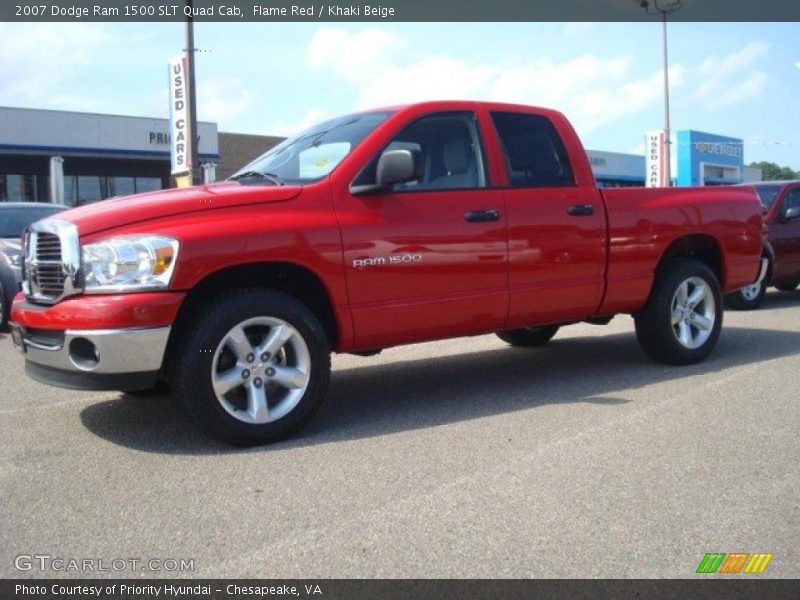 Flame Red / Khaki Beige 2007 Dodge Ram 1500 SLT Quad Cab