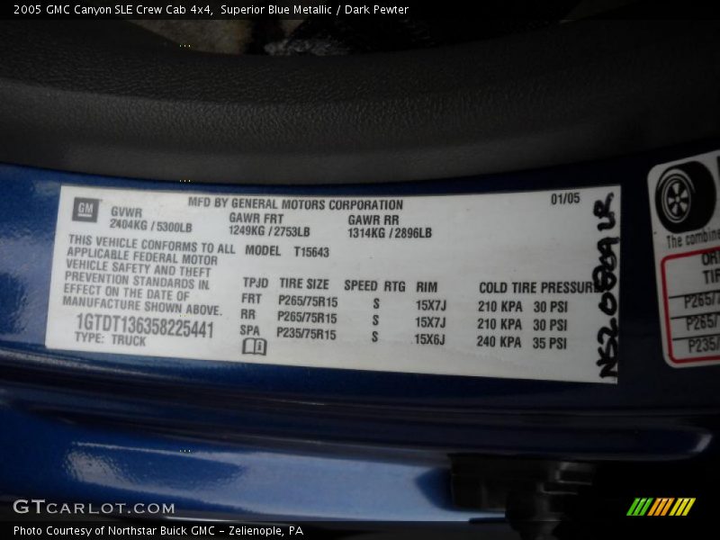 Superior Blue Metallic / Dark Pewter 2005 GMC Canyon SLE Crew Cab 4x4