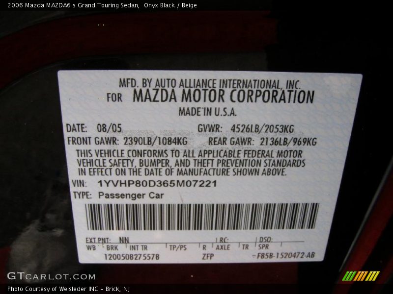 Onyx Black / Beige 2006 Mazda MAZDA6 s Grand Touring Sedan
