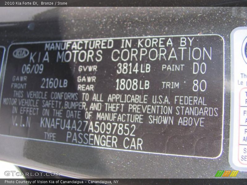 Bronze / Stone 2010 Kia Forte EX