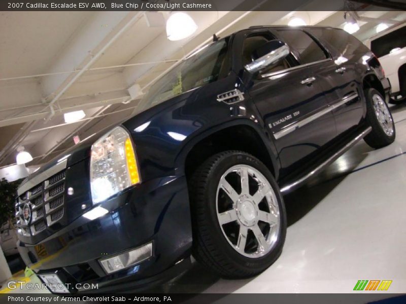 Blue Chip / Cocoa/Light Cashmere 2007 Cadillac Escalade ESV AWD