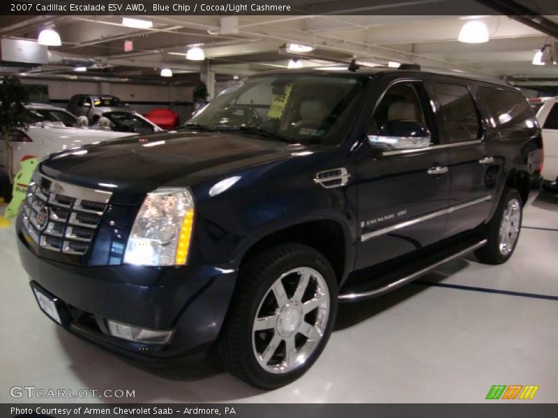 Blue Chip / Cocoa/Light Cashmere 2007 Cadillac Escalade ESV AWD