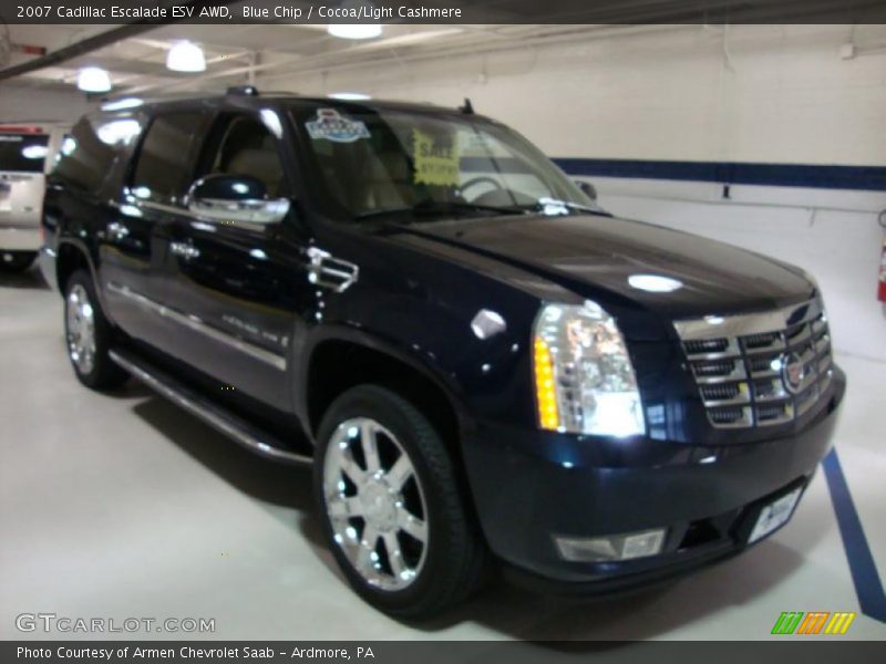 Blue Chip / Cocoa/Light Cashmere 2007 Cadillac Escalade ESV AWD