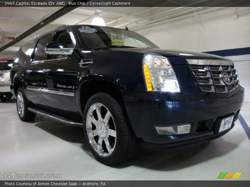 Blue Chip / Cocoa/Light Cashmere 2007 Cadillac Escalade ESV AWD