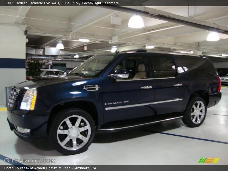 Blue Chip / Cocoa/Light Cashmere 2007 Cadillac Escalade ESV AWD