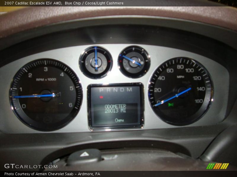 Blue Chip / Cocoa/Light Cashmere 2007 Cadillac Escalade ESV AWD