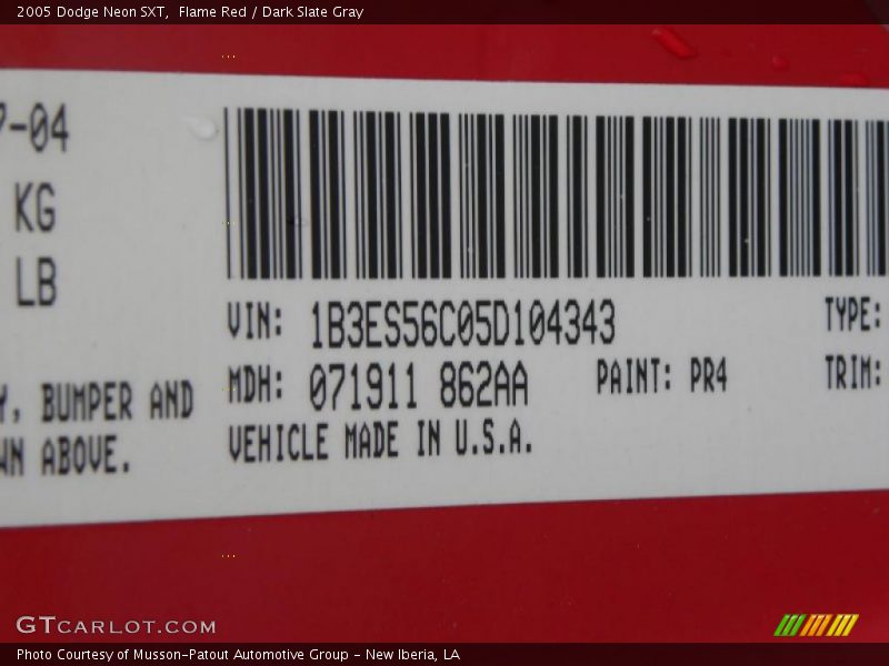 Flame Red / Dark Slate Gray 2005 Dodge Neon SXT
