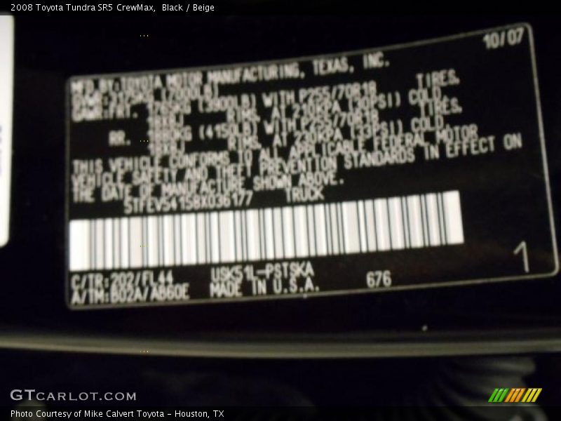 Black / Beige 2008 Toyota Tundra SR5 CrewMax