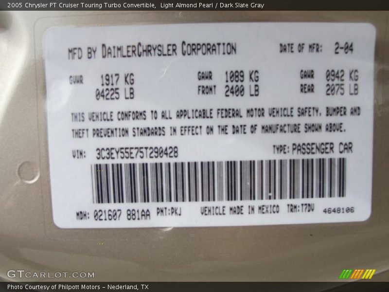 PKJ - 2005 Chrysler PT Cruiser Touring Turbo Convertible