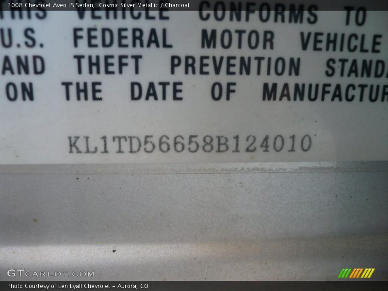 Cosmic Silver Metallic / Charcoal 2008 Chevrolet Aveo LS Sedan