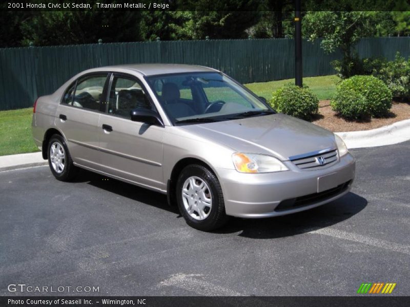 Titanium Metallic / Beige 2001 Honda Civic LX Sedan