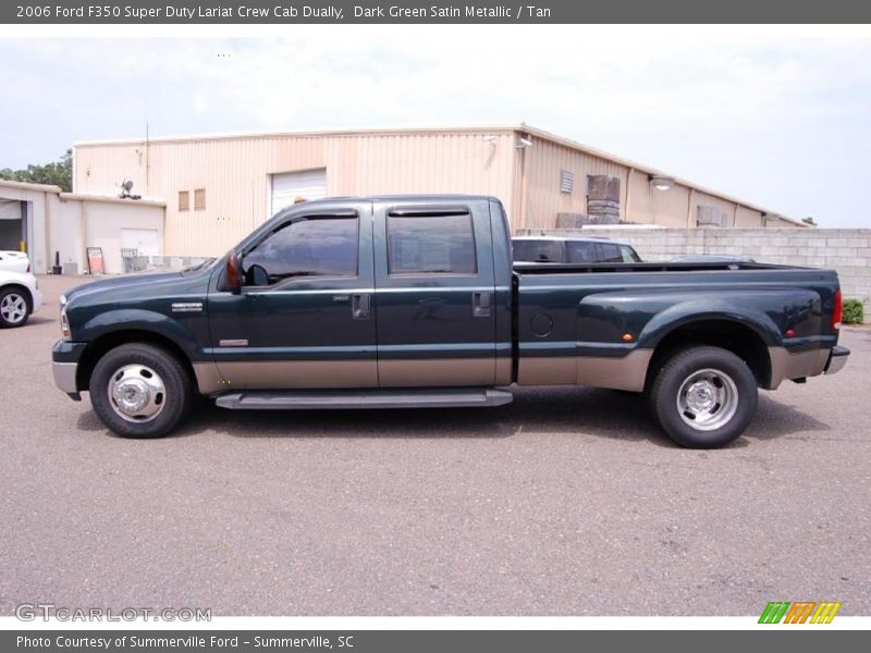 Dark Green Satin Metallic / Tan 2006 Ford F350 Super Duty Lariat Crew Cab Dually