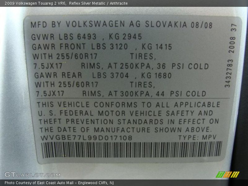 Reflex Silver Metallic / Anthracite 2009 Volkswagen Touareg 2 VR6
