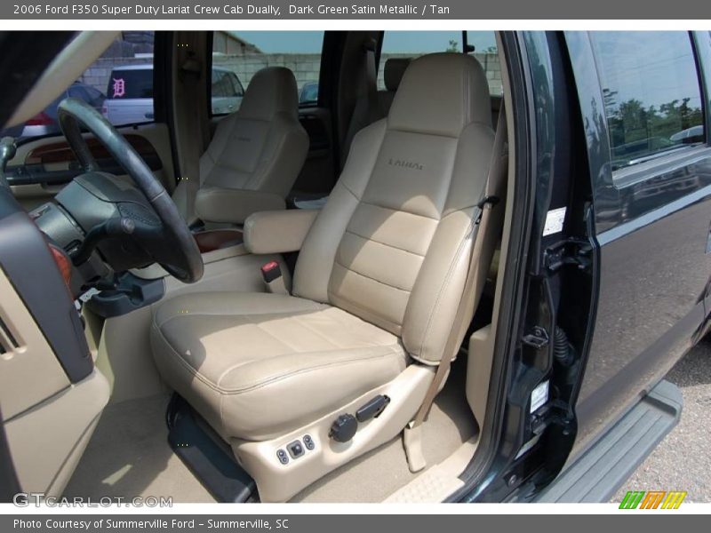 Dark Green Satin Metallic / Tan 2006 Ford F350 Super Duty Lariat Crew Cab Dually