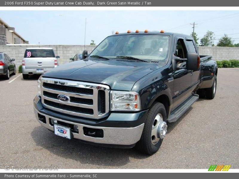 Dark Green Satin Metallic / Tan 2006 Ford F350 Super Duty Lariat Crew Cab Dually