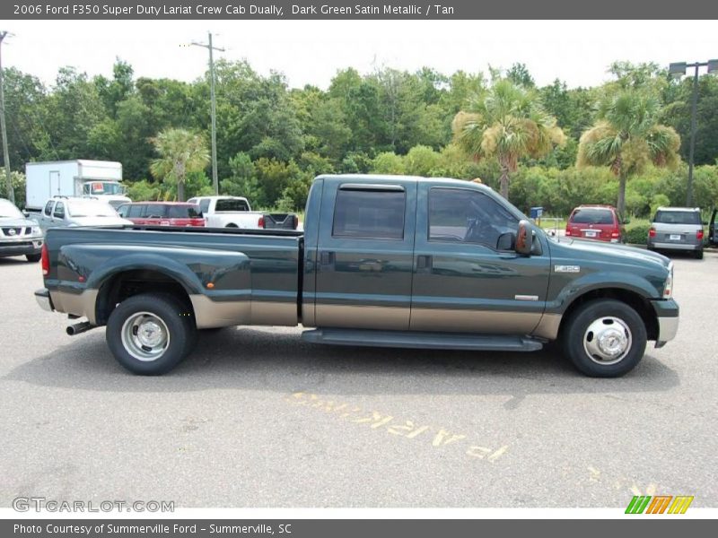 Dark Green Satin Metallic / Tan 2006 Ford F350 Super Duty Lariat Crew Cab Dually