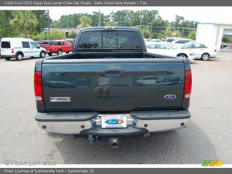 Dark Green Satin Metallic / Tan 2006 Ford F350 Super Duty Lariat Crew Cab Dually