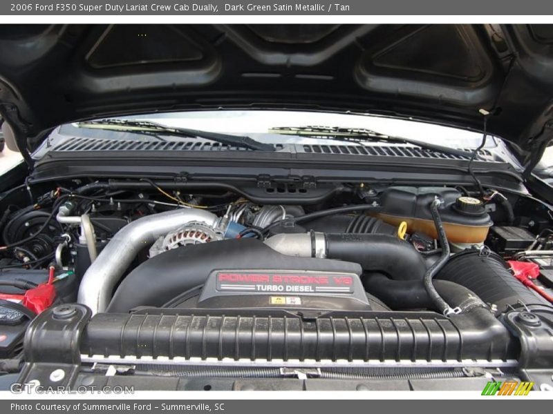 Dark Green Satin Metallic / Tan 2006 Ford F350 Super Duty Lariat Crew Cab Dually