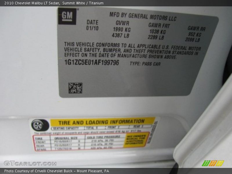 Summit White / Titanium 2010 Chevrolet Malibu LT Sedan
