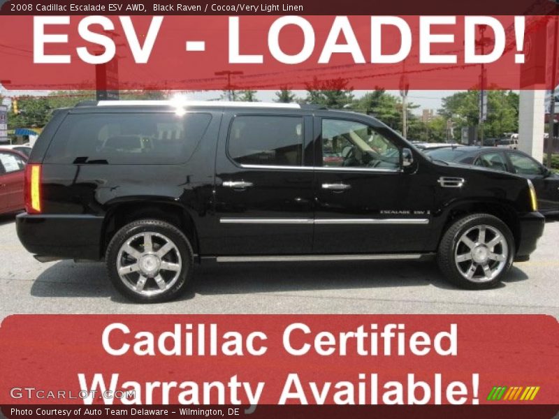 Black Raven / Cocoa/Very Light Linen 2008 Cadillac Escalade ESV AWD