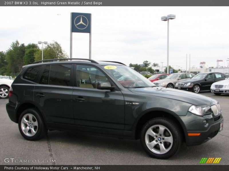 Highland Green Metallic / Sand Beige 2007 BMW X3 3.0si