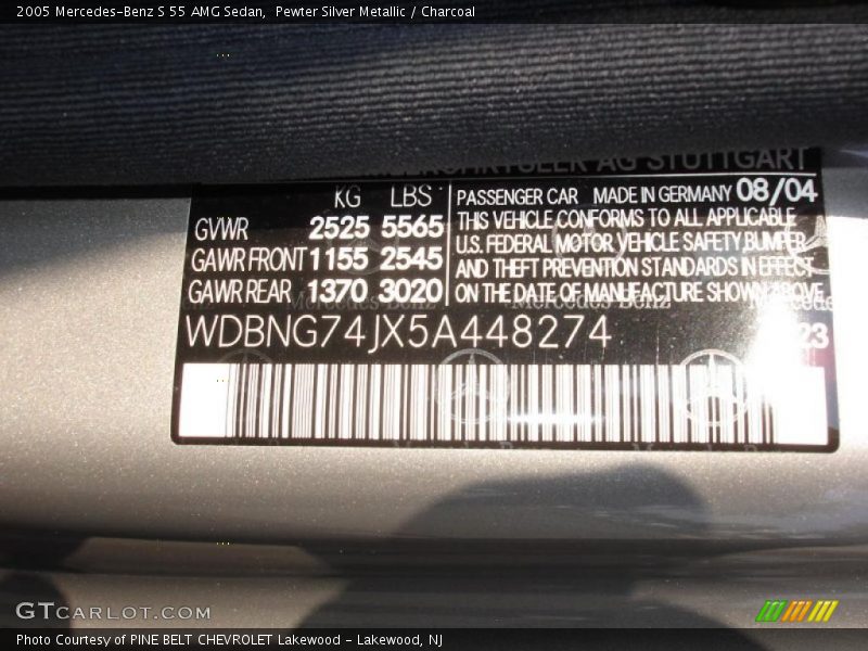 Pewter Silver Metallic / Charcoal 2005 Mercedes-Benz S 55 AMG Sedan