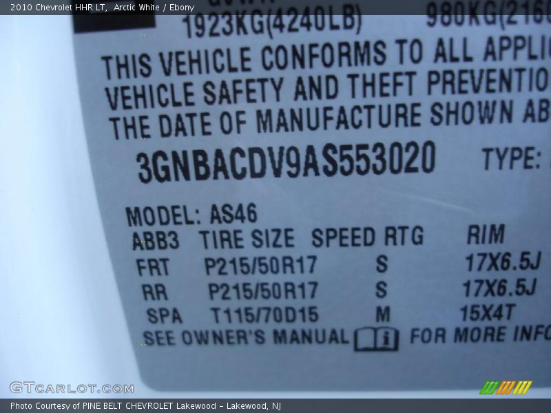 Arctic White / Ebony 2010 Chevrolet HHR LT