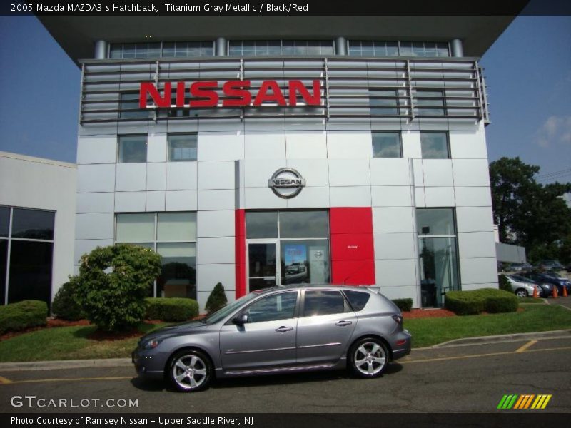 Titanium Gray Metallic / Black/Red 2005 Mazda MAZDA3 s Hatchback