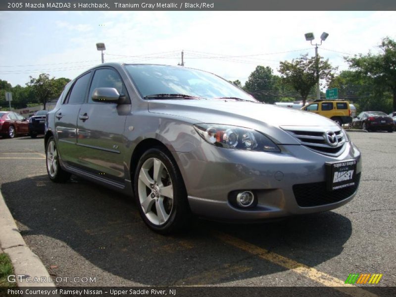 Titanium Gray Metallic / Black/Red 2005 Mazda MAZDA3 s Hatchback