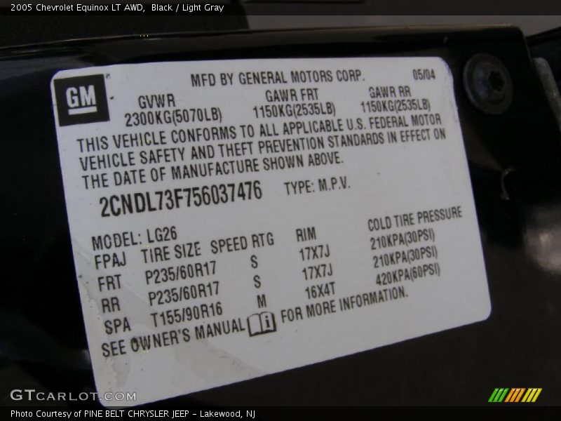 Black / Light Gray 2005 Chevrolet Equinox LT AWD