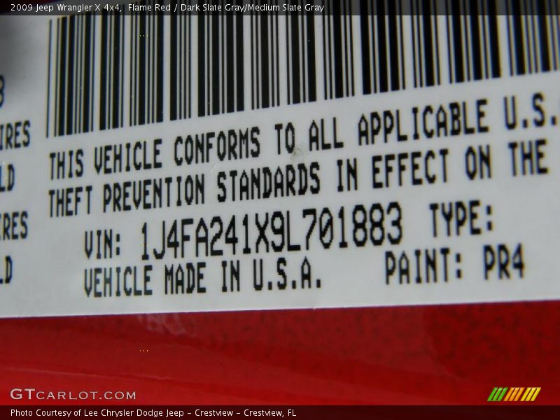 Flame Red / Dark Slate Gray/Medium Slate Gray 2009 Jeep Wrangler X 4x4