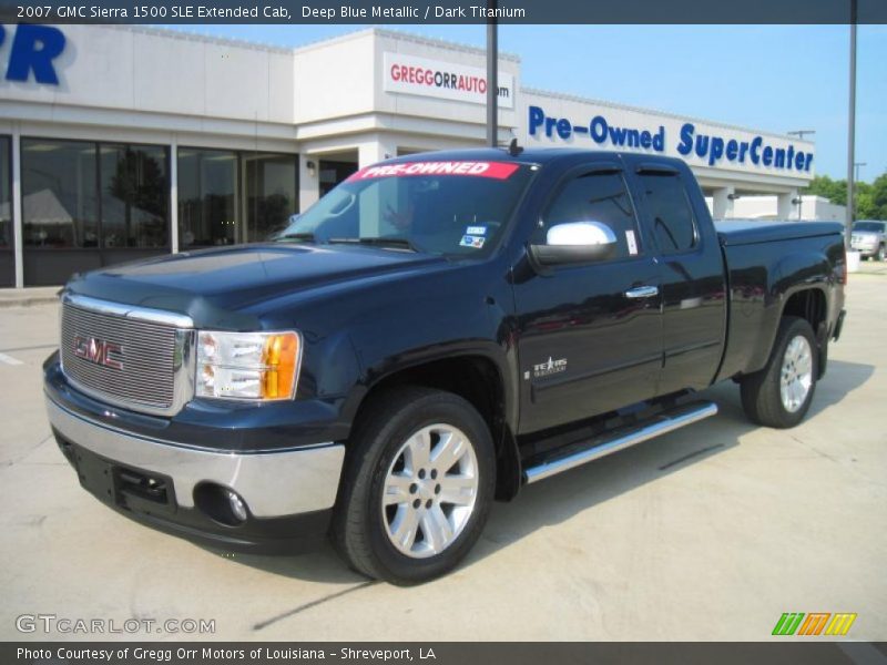 Deep Blue Metallic / Dark Titanium 2007 GMC Sierra 1500 SLE Extended Cab