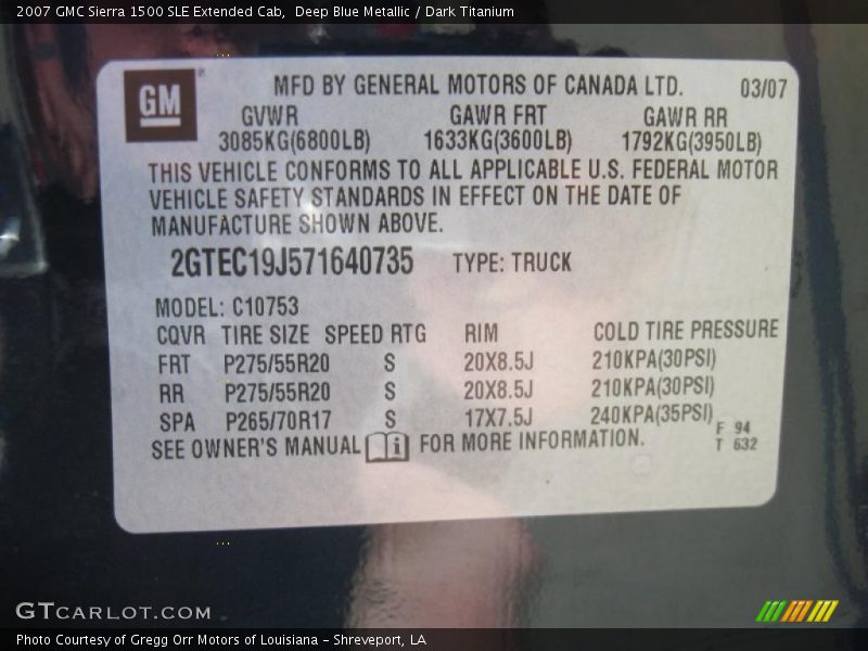 Deep Blue Metallic / Dark Titanium 2007 GMC Sierra 1500 SLE Extended Cab