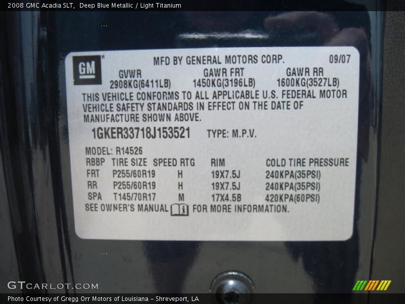 Deep Blue Metallic / Light Titanium 2008 GMC Acadia SLT