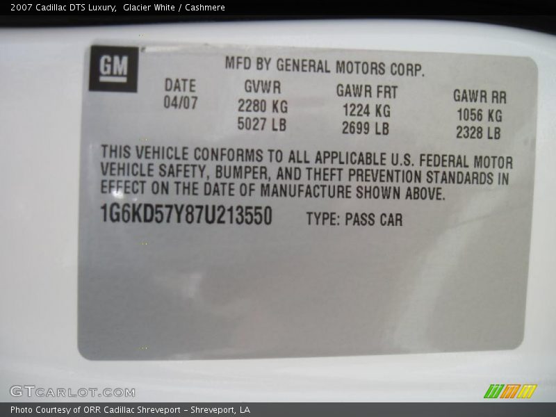 Glacier White / Cashmere 2007 Cadillac DTS Luxury