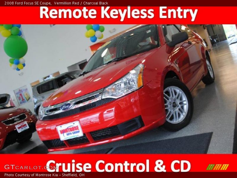 Vermillion Red / Charcoal Black 2008 Ford Focus SE Coupe