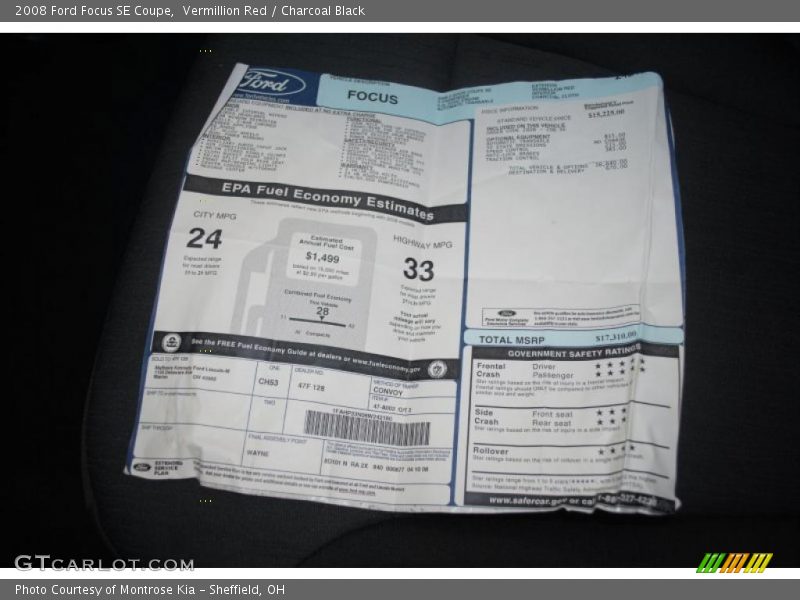 Vermillion Red / Charcoal Black 2008 Ford Focus SE Coupe