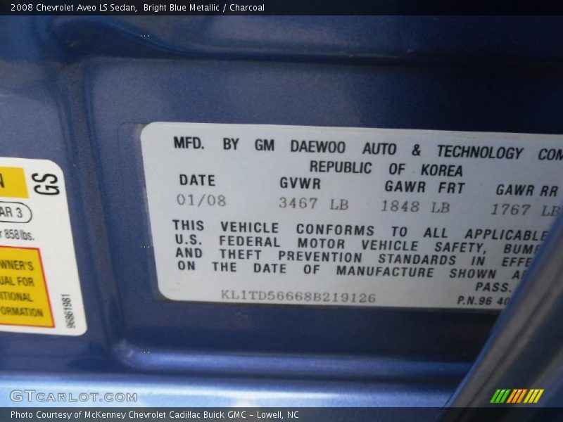 Bright Blue Metallic / Charcoal 2008 Chevrolet Aveo LS Sedan