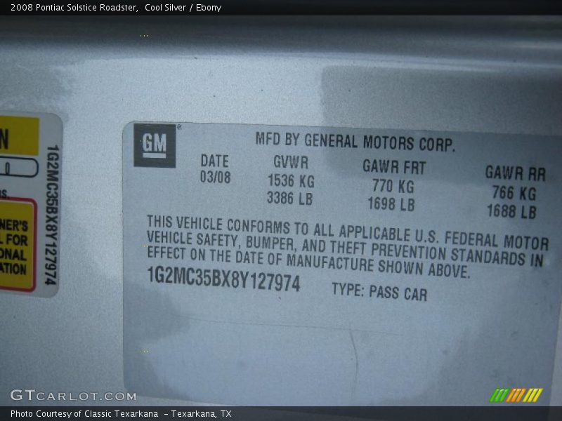 Cool Silver / Ebony 2008 Pontiac Solstice Roadster