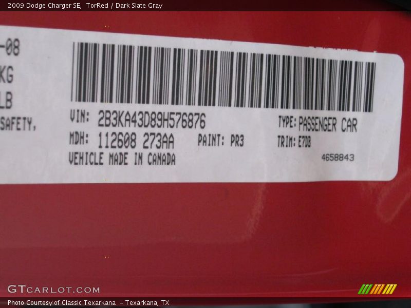 TorRed / Dark Slate Gray 2009 Dodge Charger SE