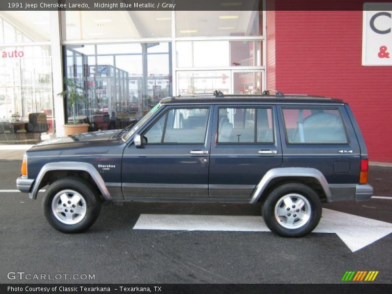 Midnight Blue Metallic / Gray 1991 Jeep Cherokee Laredo
