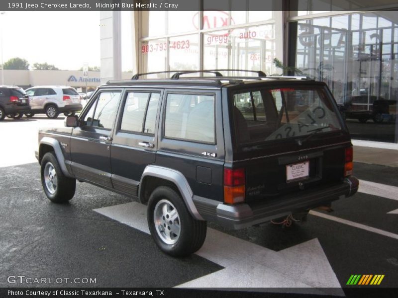 Midnight Blue Metallic / Gray 1991 Jeep Cherokee Laredo