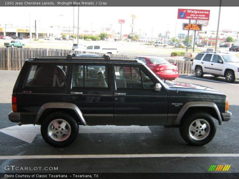 Midnight Blue Metallic / Gray 1991 Jeep Cherokee Laredo