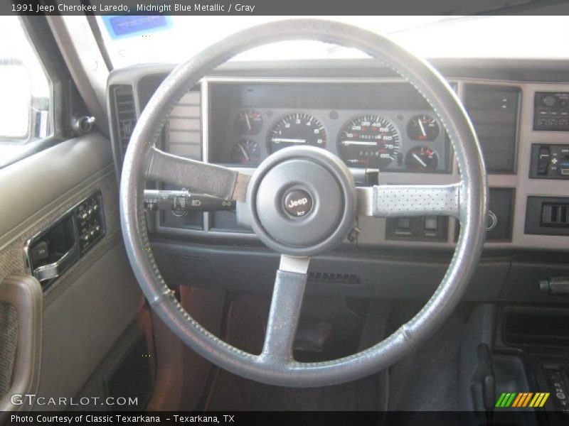 Midnight Blue Metallic / Gray 1991 Jeep Cherokee Laredo
