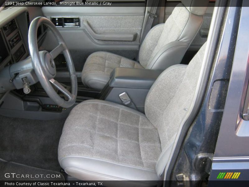 Midnight Blue Metallic / Gray 1991 Jeep Cherokee Laredo
