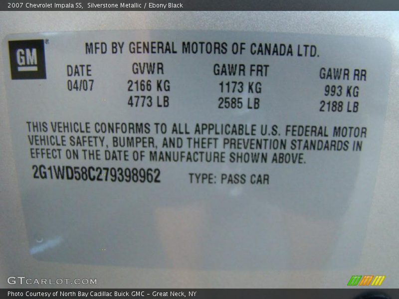 Silverstone Metallic / Ebony Black 2007 Chevrolet Impala SS