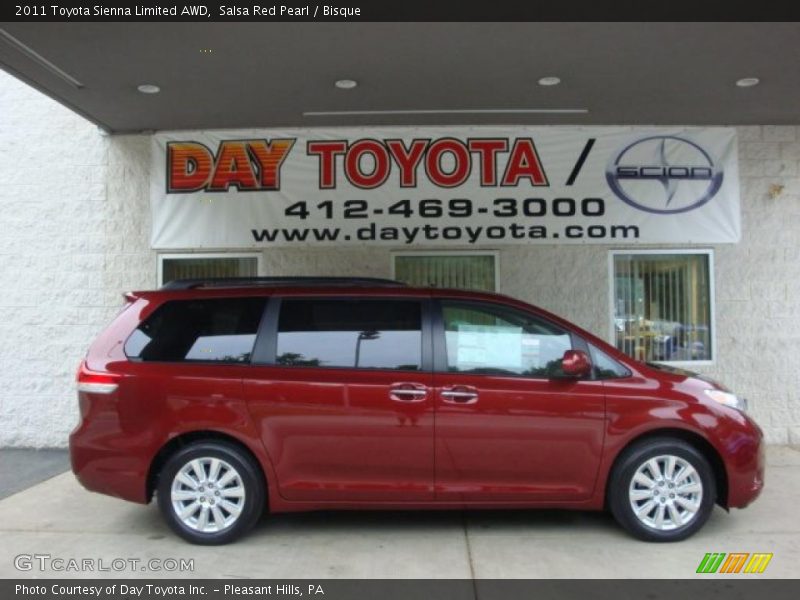 Salsa Red Pearl / Bisque 2011 Toyota Sienna Limited AWD