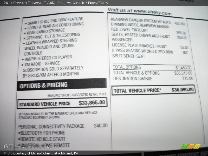 Red Jewel Metallic / Ebony/Ebony 2011 Chevrolet Traverse LT AWD