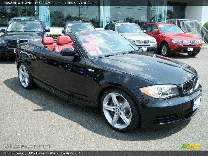 Jet Black / Coral Red 2008 BMW 1 Series 135i Convertible